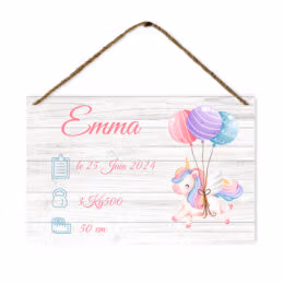 Souvenir de naissance - Pancarte à suspendre - Licorne