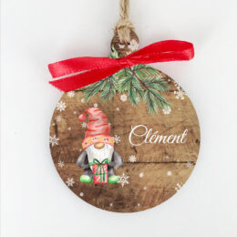 Décoration de noël en bois personnalisée avec un prénom, décoration pour sapin de noël motif petit lutin