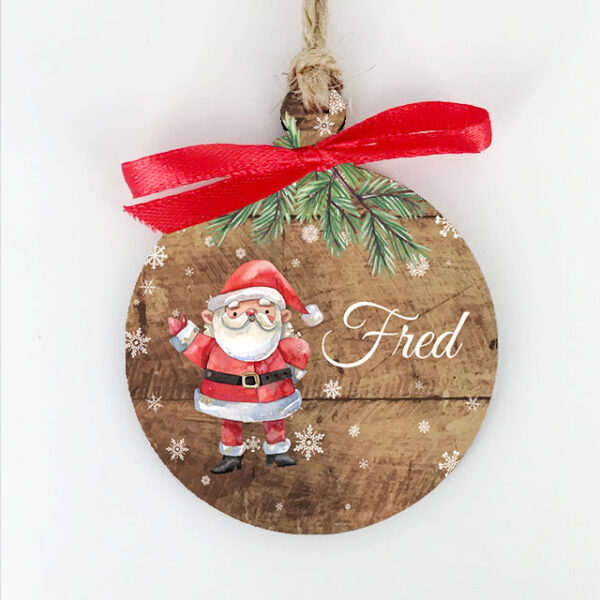 Décoration de noël en bois personnalisée avec un prénom, décoration pour sapin de noël motif père Noël