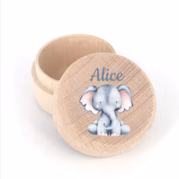 Boite à dent de lait en bois personnalisée avec prénom - Eléphant
