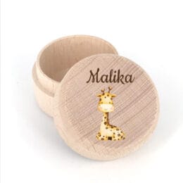 Boite à dent de lait en bois personnalisée avec prénom - Girafe