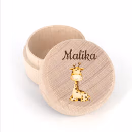 Boite à dent de lait en bois personnalisée avec prénom - Girafe