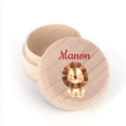 Boite à dent de lait en bois personnalisée avec prénom - Lion