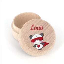 Boite à dent de lait en bois personnalisée avec prénom - Super panda