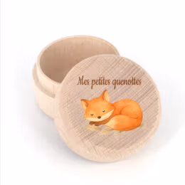 Boîte à dents en bois – Renard endormi « Mes petites quenottes »